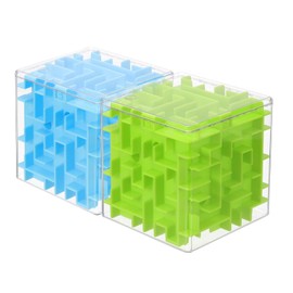 YOKIVE 2 Pcs Labyrinth Puzzle Box, Puzzle Cube Funny Labyrinth Game Puzzle Box Mind Teasers Leisure Toys, Great for Teens and Adults Birthday Gifts Party Favors (Blue/Green, 3.74-Inch)