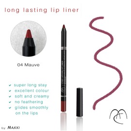 Mauve Makki Long Lasting Lip Liner Glide Pen Intense Color Creamy No Feathering Smooth Glide with a very unique texture, long lasting, excellent coverage