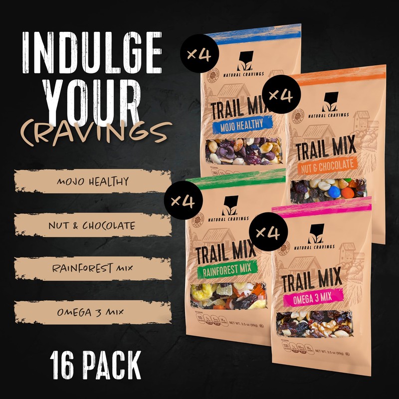 Trail Mix Snack Packs Variety - 4 Bags - Dried