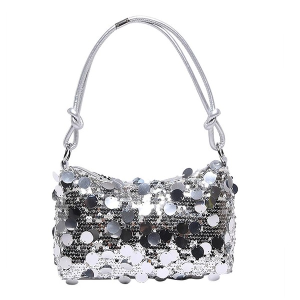 XFSRG Women's Medium Silver Sequin Small Handbag for Party and