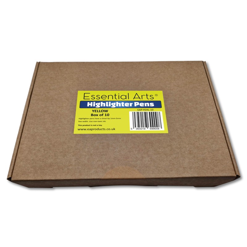 Essential Arts Square Yellow Highlighter Pen Pack of 10 |