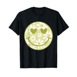 Retro Green Happy Face Checkered Pattern Smile Face Trendy T-Shirt