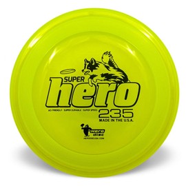 Hero Disc USA Superhero 235 K9 Candy Plastic Dog Frisbee, Outdoor Dog Toy and Pet Frisbee, Puncture Resistant Dog Flying Disc (Yellow)