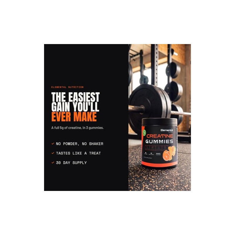 Creatine Gummies 5000mg, Performance & Energy, Orange