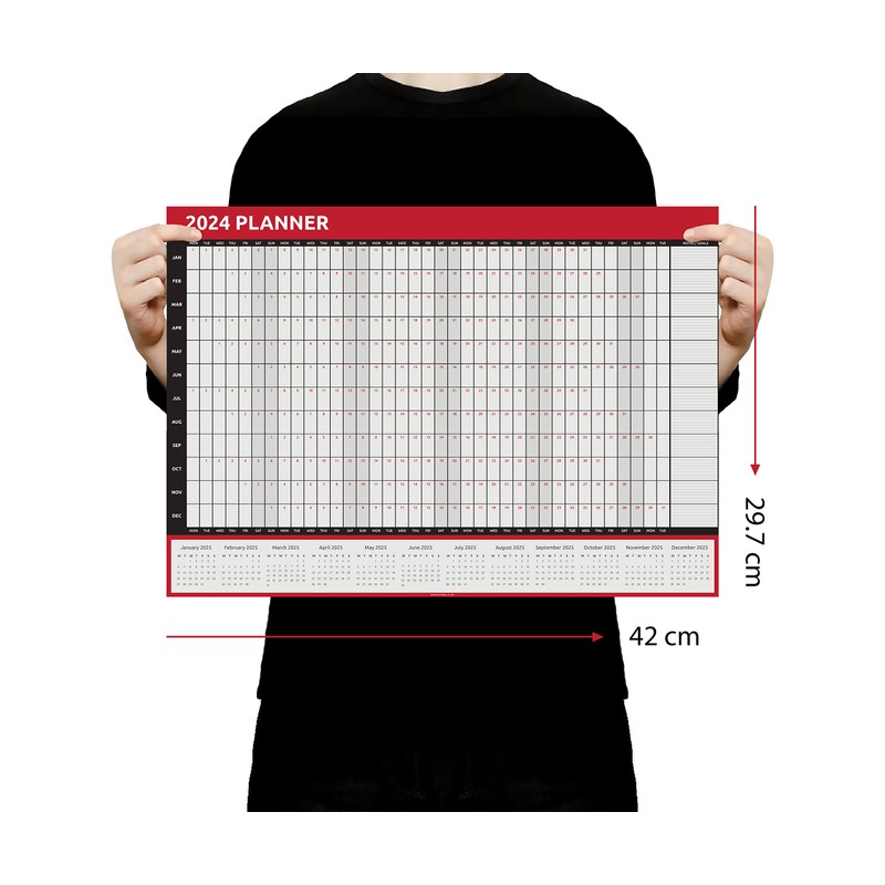 Wall Planner 2024 A3 Year Calendar Size (42 X 29.7cm)