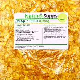 Natur Supps Natur Supps Omega 3 Fish Oil - 2000mg (2 Capsule Serving), Pack of 120 1000mg Softgel Capsules, Pure Fish Oil Giving 660mg EPA & 440mg DHA per Serving