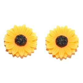 Bright Yellow Sunflower Clip On 5/8" Earrings (S335clip)