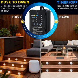 UniHobby Low Voltage Deck Lights with Transformer Dimmable Timer Circuit Protection and Memory Function and Photocell Sensor Outdoor LED Deck Lighting Waterproof for Stair Step Yard Park 10 Packs