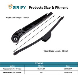 ORRIFY Rear Windshield Wiper Blade Arm Set for Hyundai Elantra GT, I30 2012-2017 Rear Windsheild Back Wiper Arm and wiper Blade with Cover Assembly - 330mm 13 inch