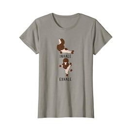 Inhale Exhale Brown Poodle Yoga Dog Tee Shirt T-Shirt for Women