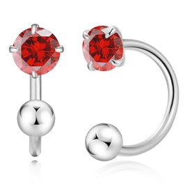 3mm Huggie Hoop Birthstone Earrings for Women Girl Hypoallergenic Minimalist Tiny Stud Earrings Boho Colored Screw Cartilage Earring Open Hoop Huggie Earrings (Silver, 1.Jan-Garnet, silvery)