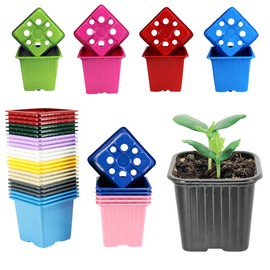 HYDROPLANETE Bucket for Sowing - 8 x 8 x 7 cm - Yellow, Green, Red, Purple, Blue, etc... - Made in France - Pack of 24 50 100 - Plastic Pots Reusable for Seedlings and Young Plants