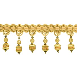 DÉCOPRO 7.5cm (3") long Noblesse Collection Beaded Tassel Fringe Trim (Style# BFH3) Canary Gold Gold Multicolor #4875 (Dark Gold, Yellow Gold) Sold By The Yard (0.9m/3 ft/36)