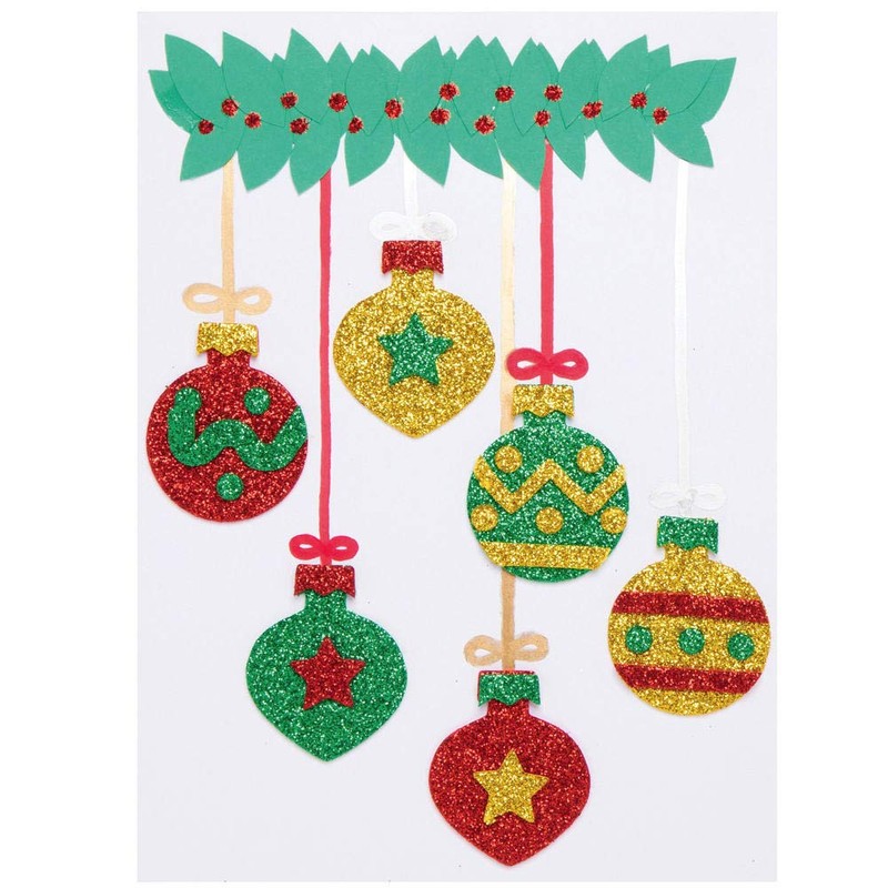 Baker Ross AX312 Christmas Bauble Glitter Foam Rubber Stickers -