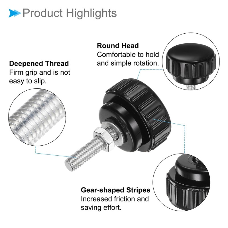 CoCud Thumb Screw Knurled Knobs Set, M5 x 20mm Male