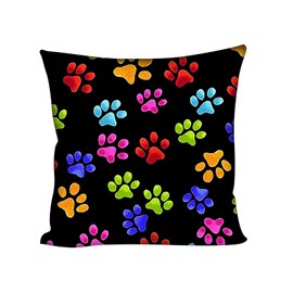 Showudesigns Cute Paw Throw Pillow Covers Decorative Cushion Covers 45x45cm for Boys Pillow Covers Kids Gift Bedroom Decorative Rainbow Dog Paw