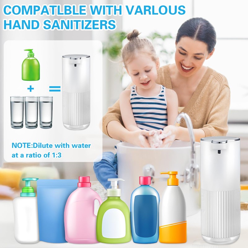 TEBOKHAD Automatic Soap Dispenser, 360 ml, Electric Soap Dispenser with