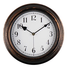 DIYZON Retro Wall Clock, 12'' Vintage Silent Non Ticking Classic Clocks, Easy to Read, Quality Quartz Clock Battery Operated, Decorative Bedroom, Kitchen, Office
