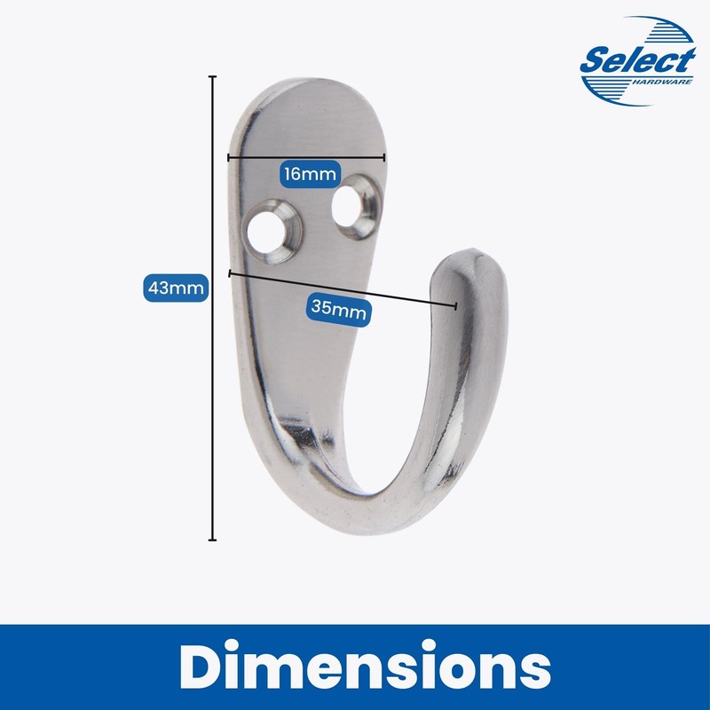 Select Hardware HK0209B 2X Single Robe Coat Hooks with Screws,