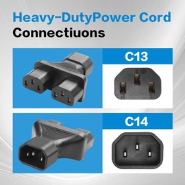 IEC 320 C14 to Dual C13 Adapter YACSEJAO C14 to 2 x C13 UPS Server Y Splitter for Computer,Projector, Scanner,Printer,Etc