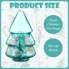 Sliner Christmas Tree Candy Jars Glass Cookie Jars with Lids Lovely Christmas Tree Jar Bowl Food Storage Container for Xmas Festival Holiday Party Gift Table Decoration (Green,7.09 x 4.33 Inch)