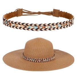 MBAIYO Adjustable Hat Band for Women, Hat Band for Cowboy Fedora Panama Hats Western Hats Belt for Women Men-51" x 0.98"