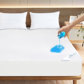 Protector de colchón de tamaño Queen, impermeable, sábana bajera absorbente, funda de colchón de 18 pulgadas de profundidad, tamaño queen, protector  