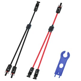WOODGUILIN Y Solar Plug, Solar Module Y Branch Parallel Cable, 1 to 2 Male Female Solar Connection Adapter, with 10AWG 30A Waterproof IP68 40 cm Cable for Solar Panel. M/FF&F/MM (1 Pair, Y Solar 1-2)
