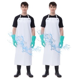 VICOGARAD 2 Pack Heavy Duty Vinyl Waterproof Apron 47 Inch, Oil & Chemical Resistant Work Apron for Unisex Adult, Extra Long PVC Aprons with Adjustable Bib for Dishwashing, Dog Grooming, Butcher, Lab