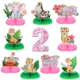 10 Pcs Two Wild Birthday Party Decorations Safari Table Centerpiece Jungle 2nd Animals Safari Centerpieces for Tables Animals 3D Table Decor for Boy Girl Safari Birthday Baby Shower Party Supplies