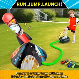 Otoseth Toys Rocket Launcher for Kids - Launch up to 100 Ft, 8 Multi-Color Foam Rockets & Adjustable Launch Stand, Kids Outdoor Toys, Birthday Toys for Kids Boys Girls Age 3+ Years Old