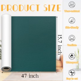 Self-Adhesive Leather Repair Tape Kit, 15.7×47 Inch Deep Green Large Leather Patches for Furniture, Leather Couch Patch Peel and Stick for Sofas, Office Chairs, Car Seats