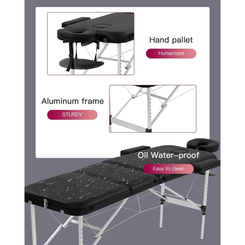BestMassage Aluminium Massage Bed Portable Massage Table 24 inch Wide