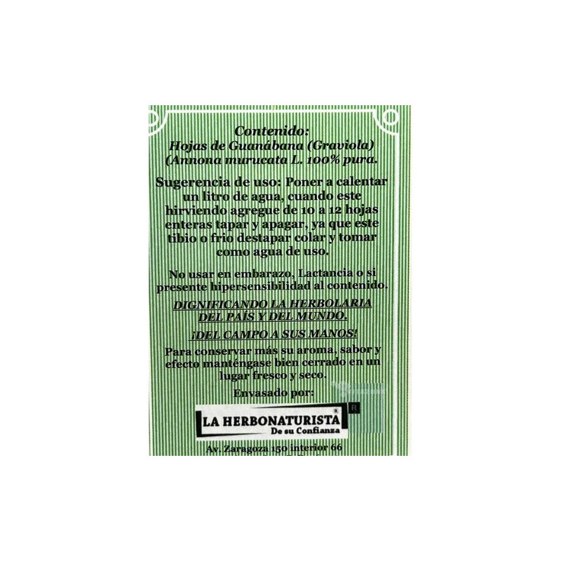 Guanabana Hojas 50 Grs Naturales