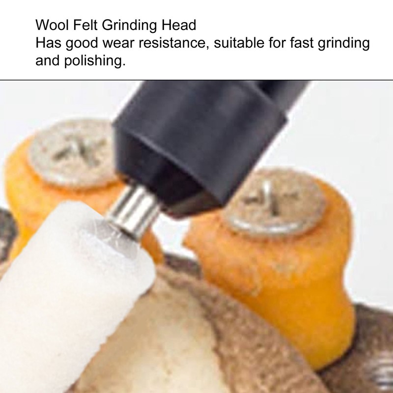 100Pcs Polishing Head Wool Felt Tapered Cylindrical Buffing Wheel Set