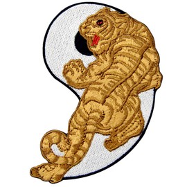 Tiger YingYang Tao Taoism Patch Embroidered Badge Iron On Sew On Emblem
