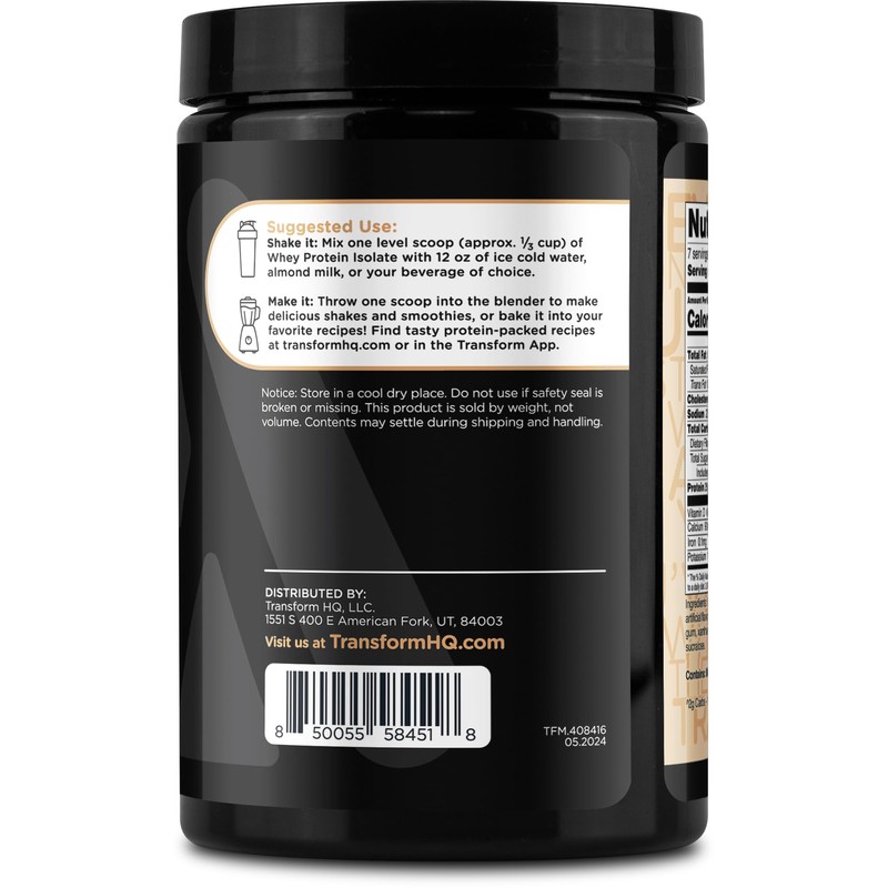 TransformHQ Whey Protein Isolate (WPI) Vanilla Flavored 7 Servings -
