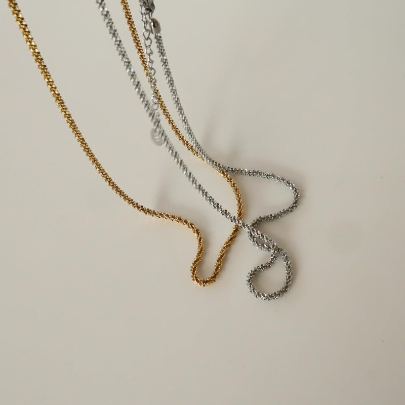 [AJIRO ACCESSORY] N054 Necklace, Silver, Gold, Simple, Chain, Office, Stylish,
