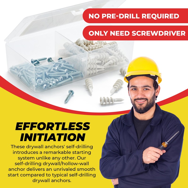 Qualihome Small Mini N.6 Plastic Self Drilling Drywall Anchors with