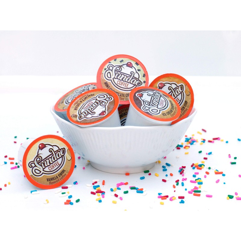 Sundae Ice Cream Flavored Coffee Pods, Compatible with 2.0 Keurig