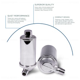 Midline Valve 6J3I4 Steam Radiator Air Vent; Heat Regulator Valve; Angle Mount; 1/8 in. MIP; Chrome Plated Steel
