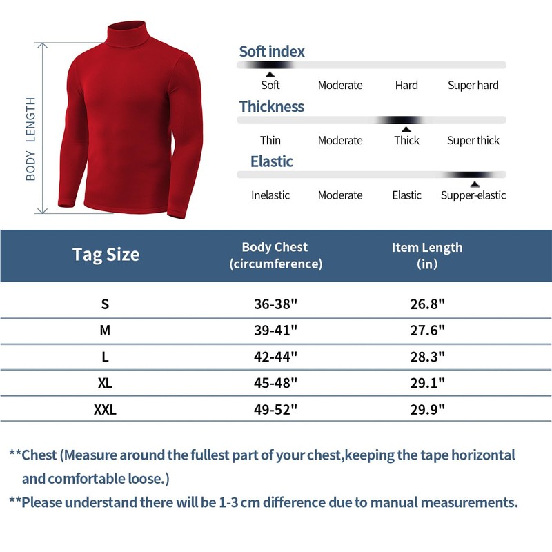 Zengjo Mens Turtleneck Long Sleeve Shirts Thermal Baselayer Tops Soft