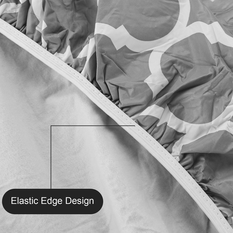 HXMJIED Elastic Edged Vinyl Fitted Tablecloth, Grey Stripe Round Tablecloth,