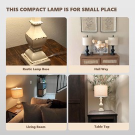PoKat 20.5'' Table Lamps Set of 2, Vintage Bedside Lamps for Bedroom, Farmhouse Lamp for Living Room, Small Lamp for Nightstand, Retro Side Table Lamp, Grey