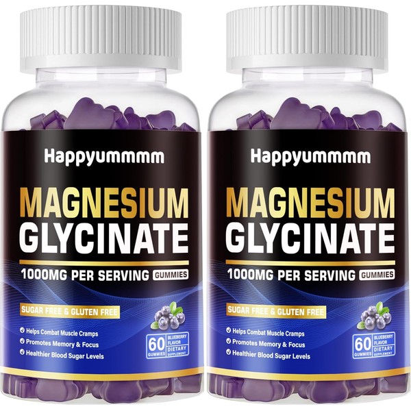 Magnesium Glycinate Gummies – 120 Count, Blueberry Flavor – Supports