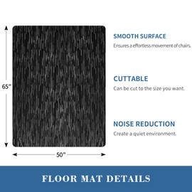 Office Chair Mat, TYDLE 50" x 65" Large Chair Mat for Hard Floor, Vinyl Chair Mat for Gaming Chairs, Slip Resistant Floor Protector Rolling Computer Desk Mat for Hardwood Floor, Black