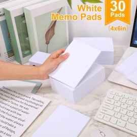 Fainne 4 x 6 Inch Paper Note Pads White Memo Pad Blank Writing Pad Memo Pad Paper Pad for Waitress Waiter Book to Do Grocery List Small Notebook Restaurant Checkbook, White(30 Pack)