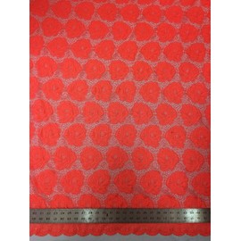 Flower Scallop Lace Non-Stretch Polyester Fabric (N.Coral)