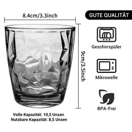 AstraLoom Versatile 310ml Shatterproof Plastic Camping Jar Set, Dishwasher Safe, Stackable for Water, Juice and Wine, Ideal for Family Dinners, Parties and Picnics (Grey Transparent)