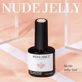 modelones Gel Nail Polish Transparent Jelly Neutral Nail Polish Sheer Nude Color Polish, Soak Off LED Salon DIY at Home Gel Nail Manicure 15 ML
